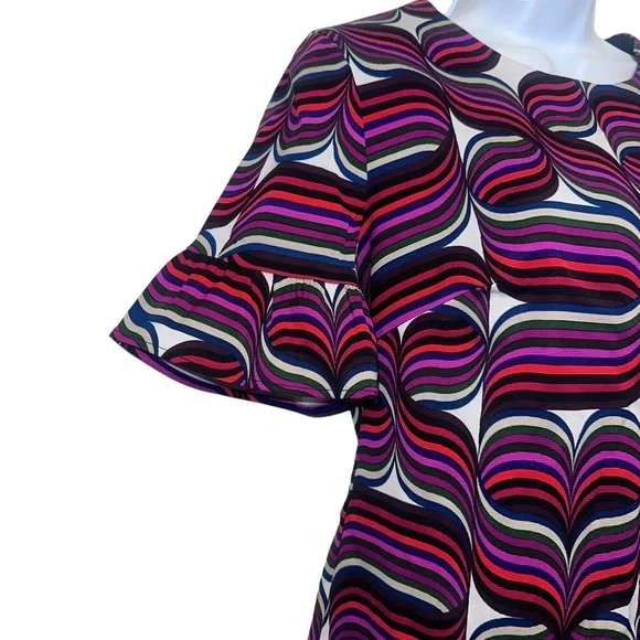 Trina Turk Swirly Art to Wear Dress Darling Bell Sleeve Y2K size 4 - Picture 6 of 12